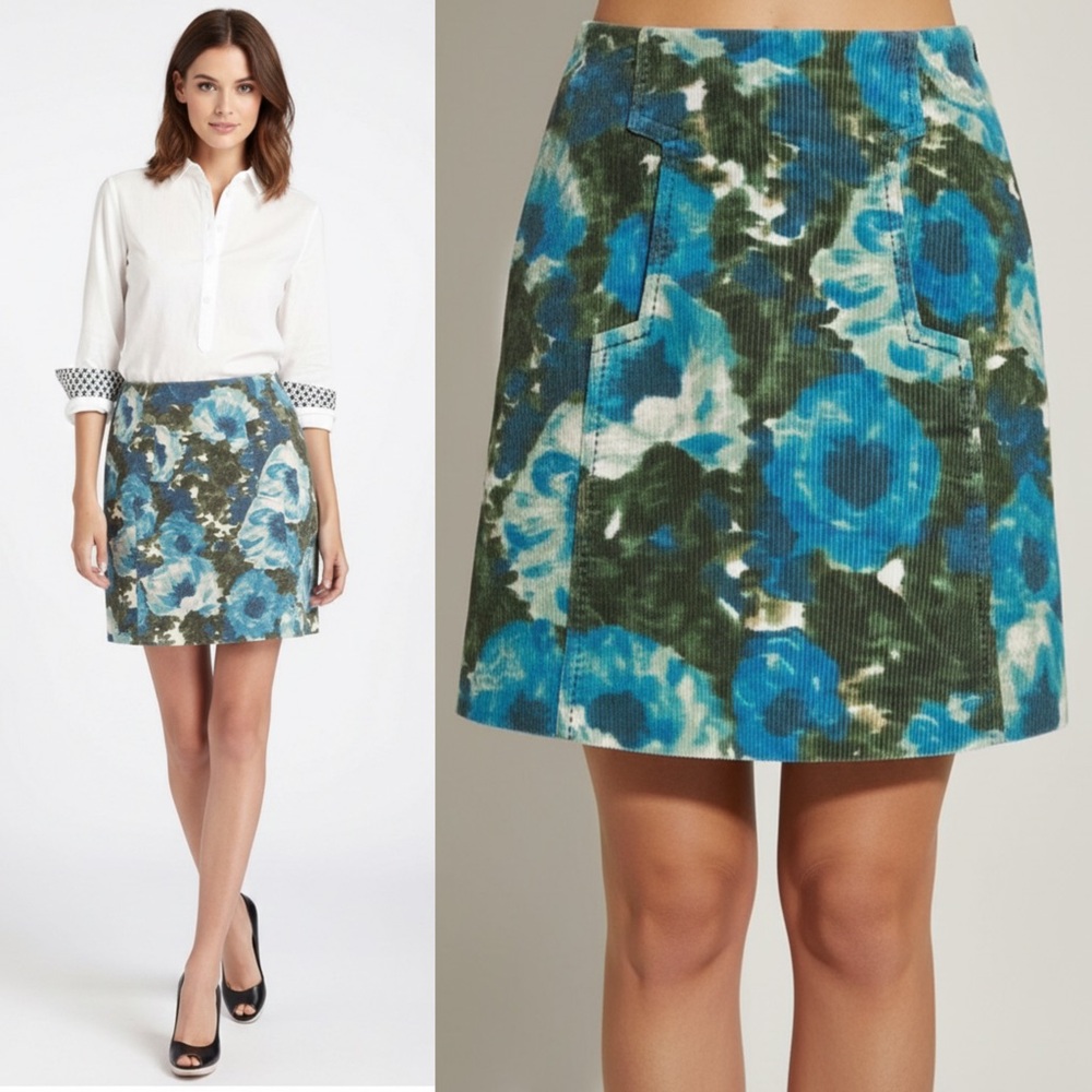 Anthropologie Postmark Calabria Floral Print Corduroy Skirt - Sz. 4